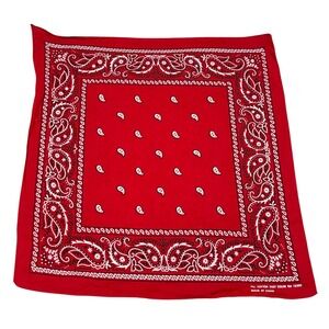VTG Fast Color Bandana Red White Western Floral Paisley 13960  100% Cotton Rave